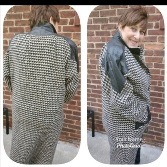 Vintage black‎ and white wool maxi coat 14 - Picture 6 of 14